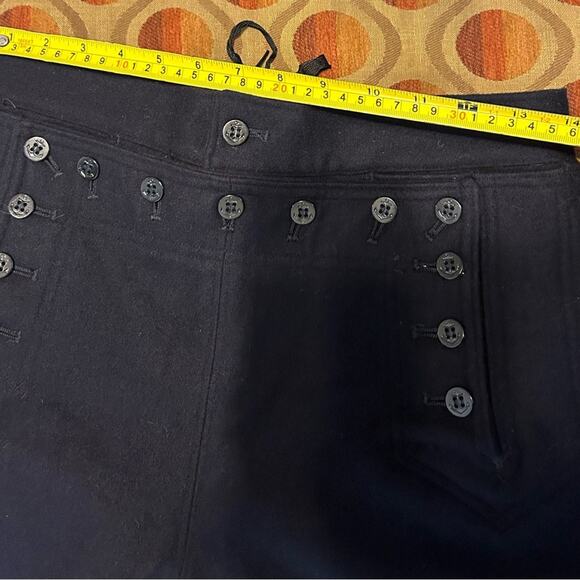 VTG Auth 60’s Navy wool 13 button Wide-Leg back lace up sailor Pants. 31R x 29 - Picture 6 of 9